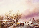 Jan Jacob Coenraad Spohler Canvas Paintings - A Winter Landscape